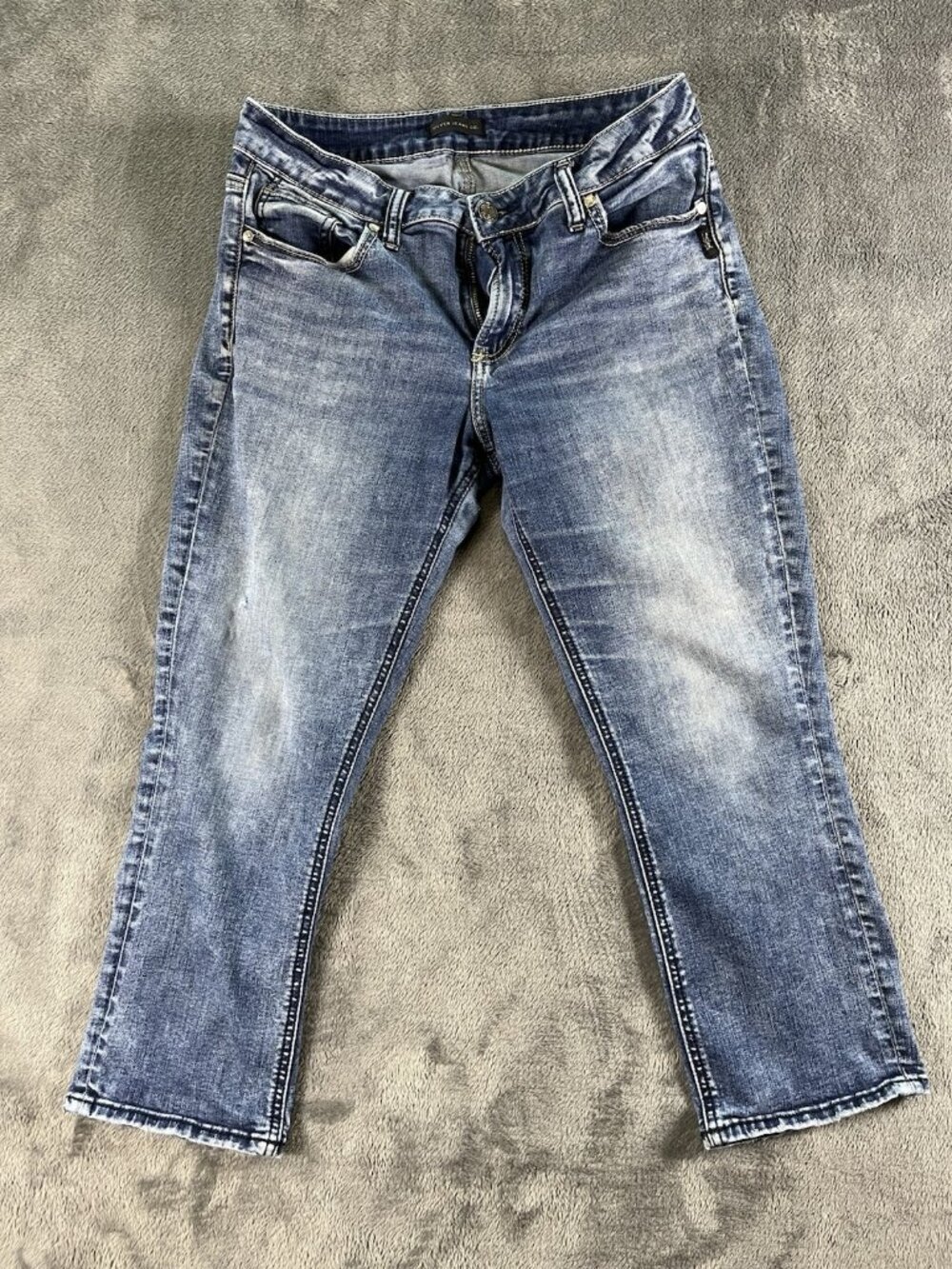 Silver Jeans Co. Elyse Capri Women's W30 Blue Mid Wash Mid Rise Cropped Denim